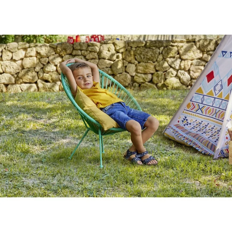 Fauteuil de jardin enfant Urban filaire bleu 56x49xH67cm