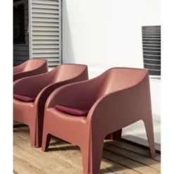 Fauteuil de jardin Gary plastique rouge terracotta 79x76,5xH70cm
