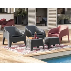 Fauteuil de jardin Gary plastique rouge terracotta 79x76,5xH70cm