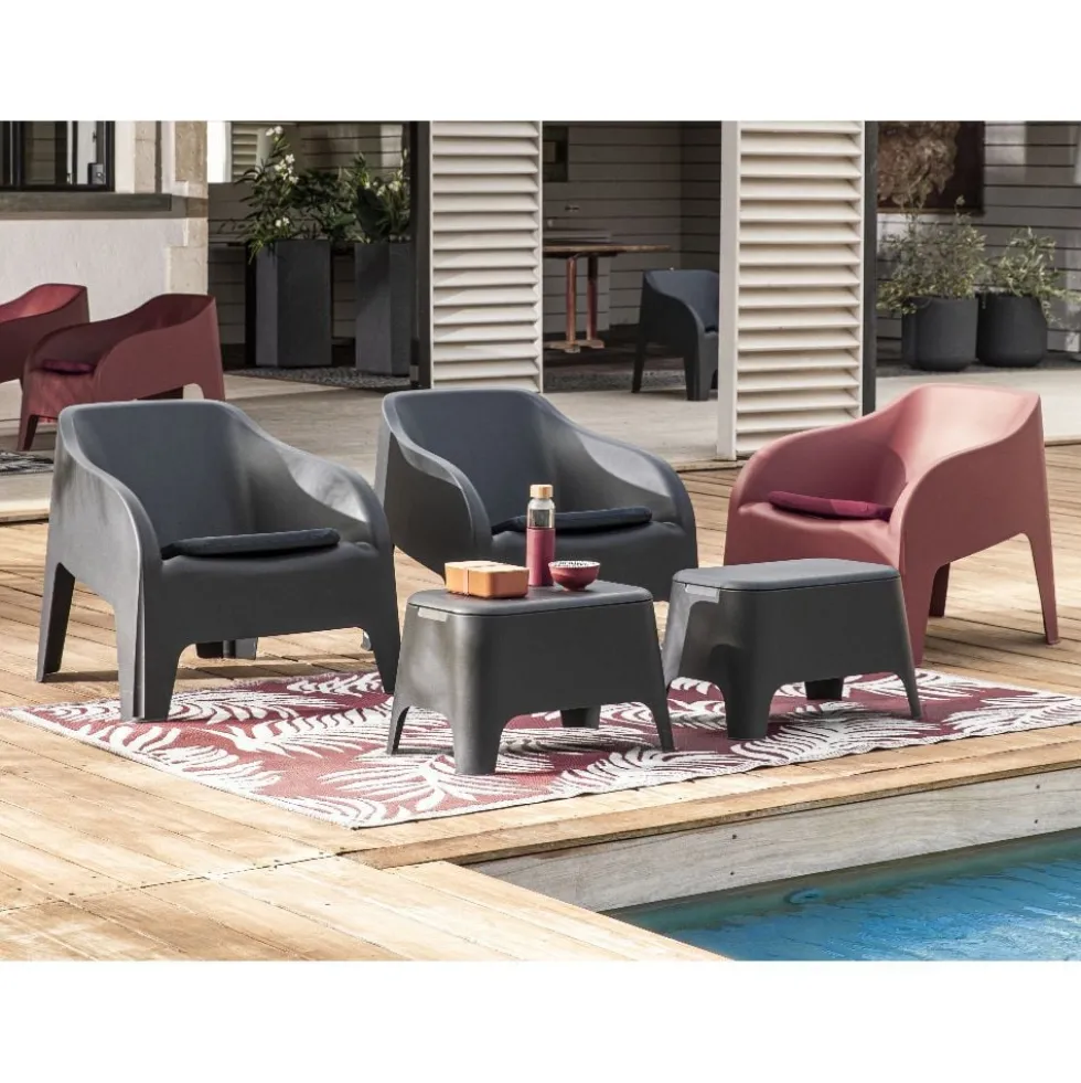Fauteuil de jardin Gary plastique rouge terracotta 79x76,5xH70cm