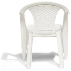 Fauteuil de jardin monobloc Viva plastique dossier tressé blanc 53xP56xH80cm