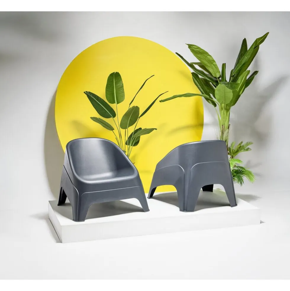Fauteuil de jardin Neo plastique gris anthracite 76,5xP79,5xH57,5cm