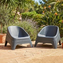 Fauteuil de jardin Neo plastique gris anthracite 76,5xP79,5xH57,5cm