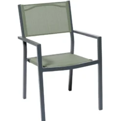 Fauteuil de jardin Oslow aluminium gris textilène vert 59x55,5xH.86 cm