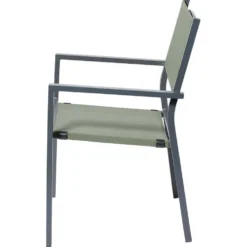 Fauteuil de jardin Oslow aluminium gris textilène vert 59x55,5xH.86 cm