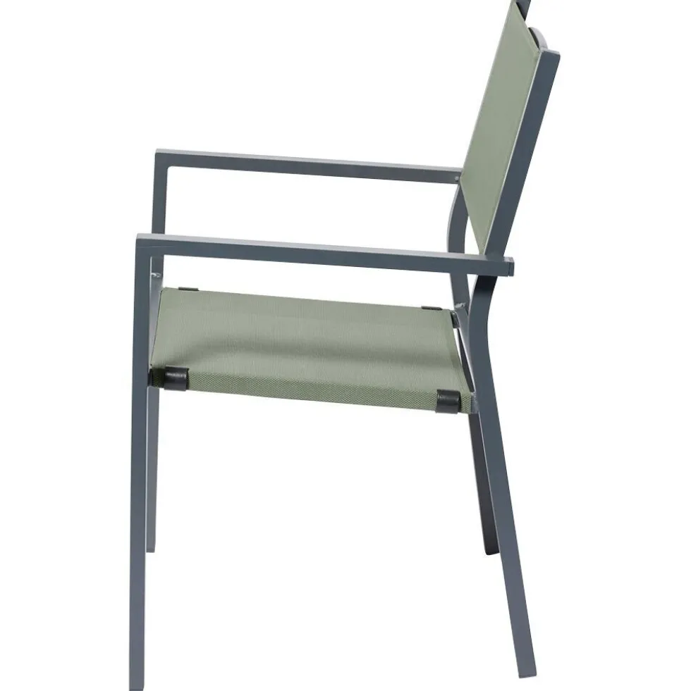 Fauteuil de jardin Oslow aluminium gris textilène vert 59x55,5xH.86 cm