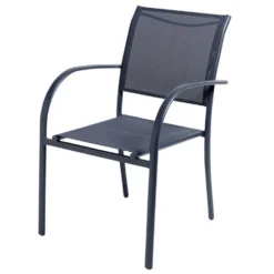 Fauteuil de jardin Oslow métal et textilène gris 63xH86x56cm