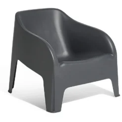 Fauteuil de jardin plastique Gary gris anthracite 80x77xH70cm