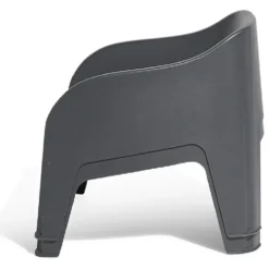 Fauteuil de jardin plastique Gary gris anthracite 80x77xH70cm