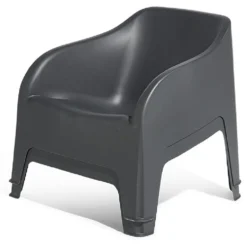 Fauteuil de jardin plastique Gary gris anthracite 80x77xH70cm