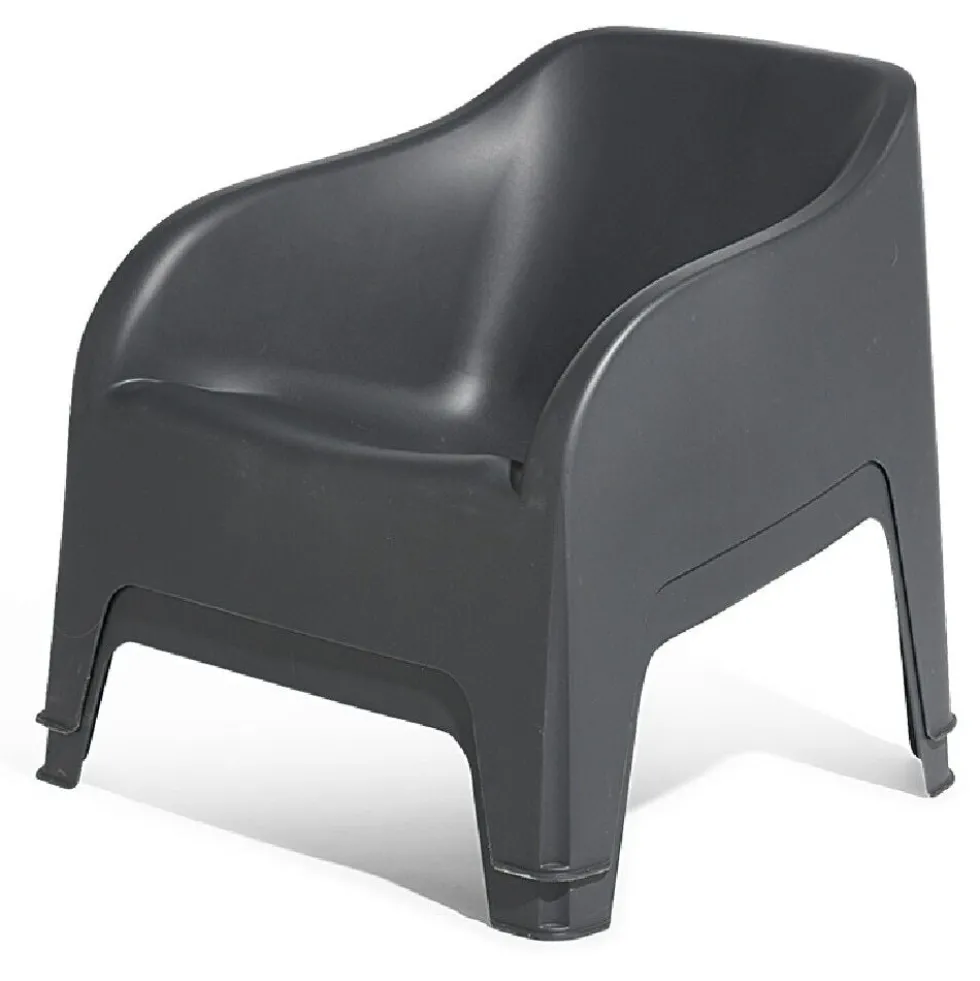 Fauteuil de jardin plastique Gary gris anthracite 80x77xH70cm