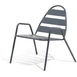 Fauteuil d'extérieur Fun acier gris ardoise 68x71xH76cm