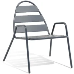 Fauteuil d'extérieur Fun acier gris ardoise 68x71xH76cm