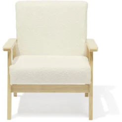 Fauteuil Joséphine curly effet laine bouclée blanc - L64xP70xH76 cm