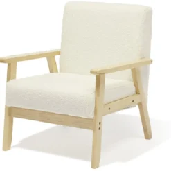 Fauteuil Joséphine curly effet laine bouclée blanc - L64xP70xH76 cm