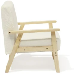 Fauteuil Joséphine curly effet laine bouclée blanc - L64xP70xH76 cm