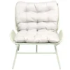 Fauteuil loveuse métal vert avec coussin beige 89xP79xH86cm