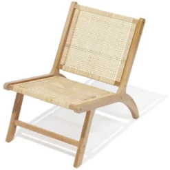 Fauteuil Nidam bois d'acajou et rotin naturel L54xP77xH71 cm