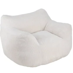 Fauteuil pouf Haly tissu côtelé beige 116x98xH75cm