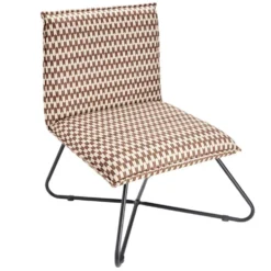 Fauteuil relax Joseph pied métal noir et tissu marron et noir 75x65xH78cm