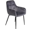 Fauteuil tissu velours gris 57xP55,5xH87cm