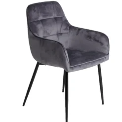 Fauteuil tissu velours gris 57xP55,5xH87cm