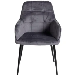 Fauteuil tissu velours gris 57xP55,5xH87cm
