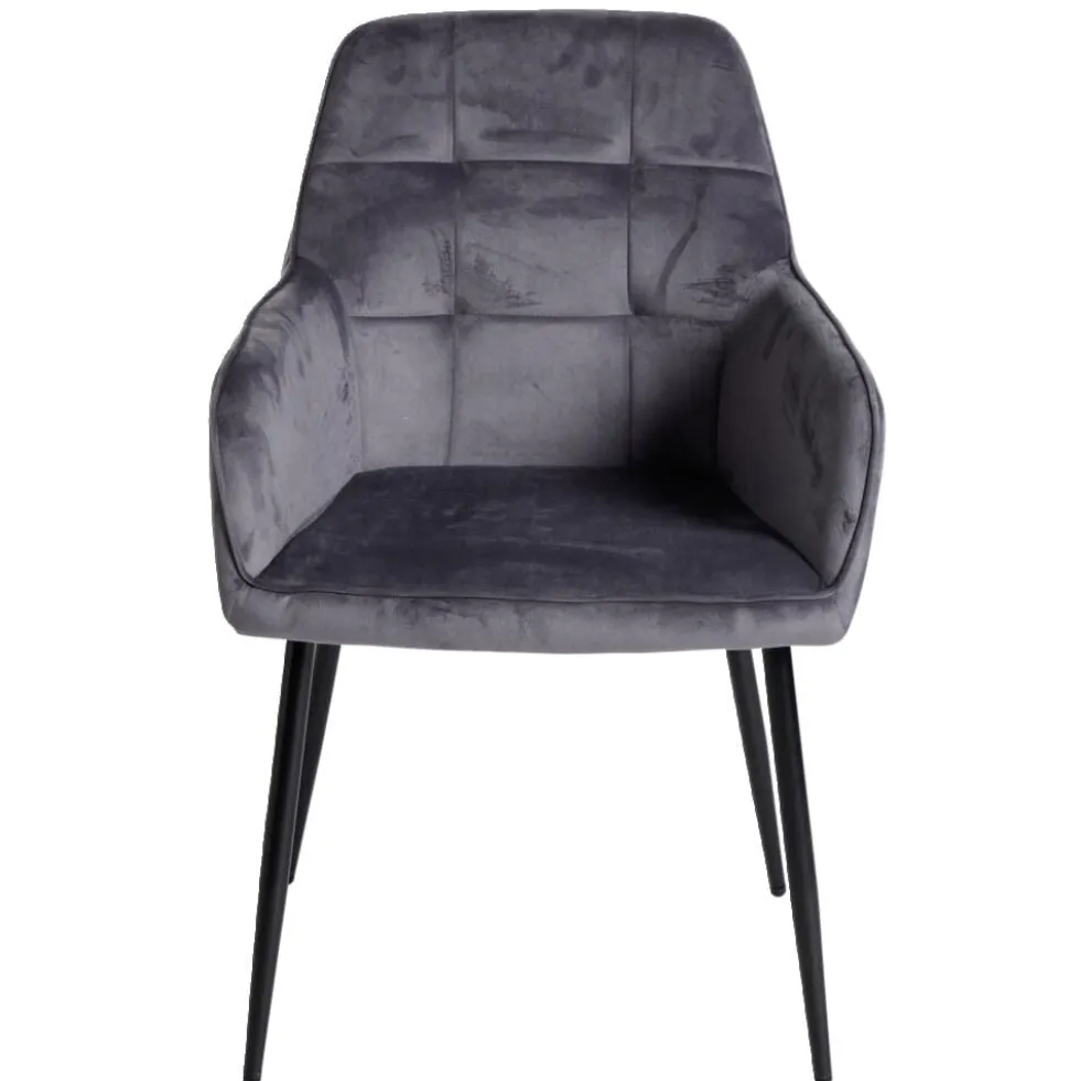 Fauteuil tissu velours gris 57xP55,5xH87cm