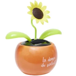 Figurine solaire dansante fleur pot coloré H10cm (3 modèles)