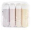Flacon de voyage x4 silicone 90ml (2 modèles bleu ou rose)
