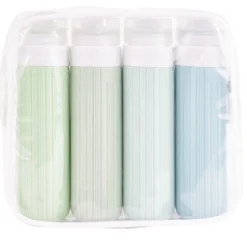 Flacon de voyage x4 silicone 90ml (2 modèles bleu ou rose)