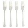 Fourchette plastique réutilisable x4 doré pailleté L17cm