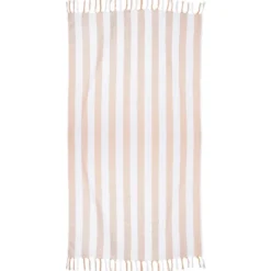 Fouta de plage 1 personne marinière blanc et vert 90x180cm