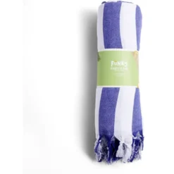 Fouta de plage 2 personnes marinière blanc et bleu 200x200cm
