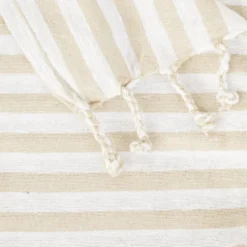 Fouta de plage 2 personnes rayures bayadères 180x180cm (2 modèles bleu ou beige)