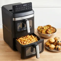 Friteuse à air chaud 2 bacs de 6,5L Homday écran LED rabattable noire 2800W