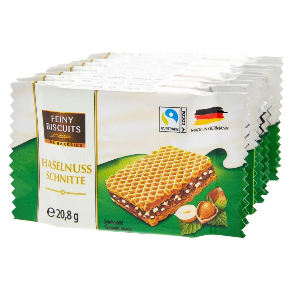 Gaufrette fourrée cacao et éclats de noisettes 8x20,8gr