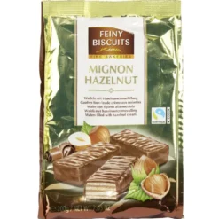 Gaufrettes enrobage chocolat fourrées crème goût noisette 200gr