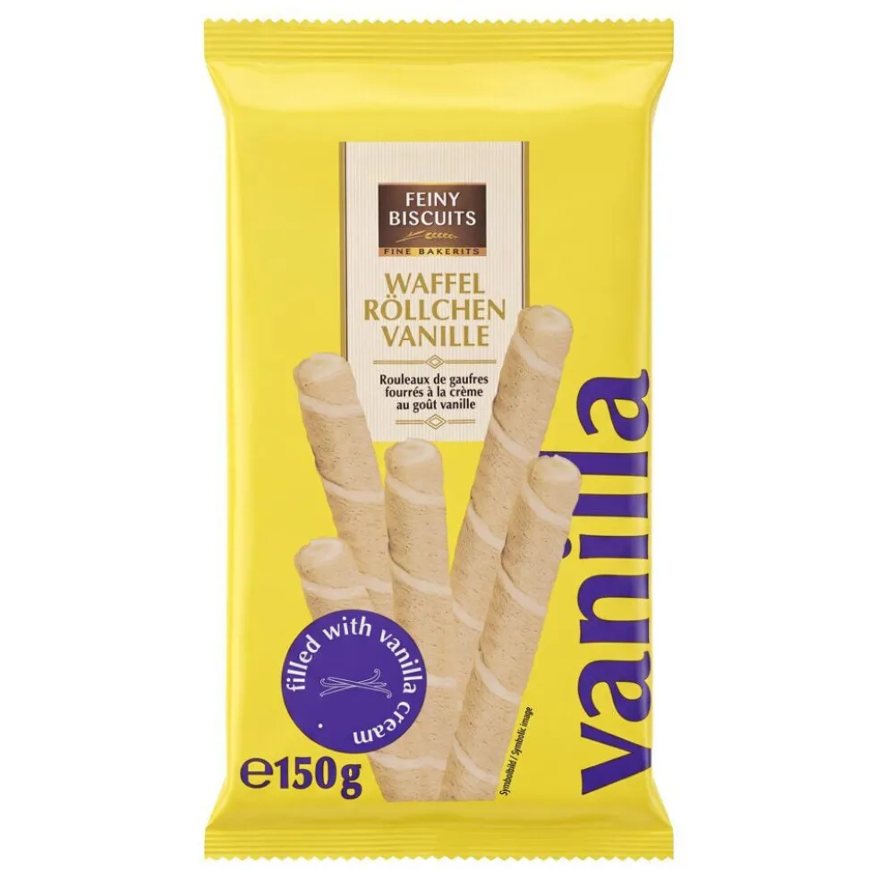 Gaufrettes roulées fourrés crème vanille 150gr