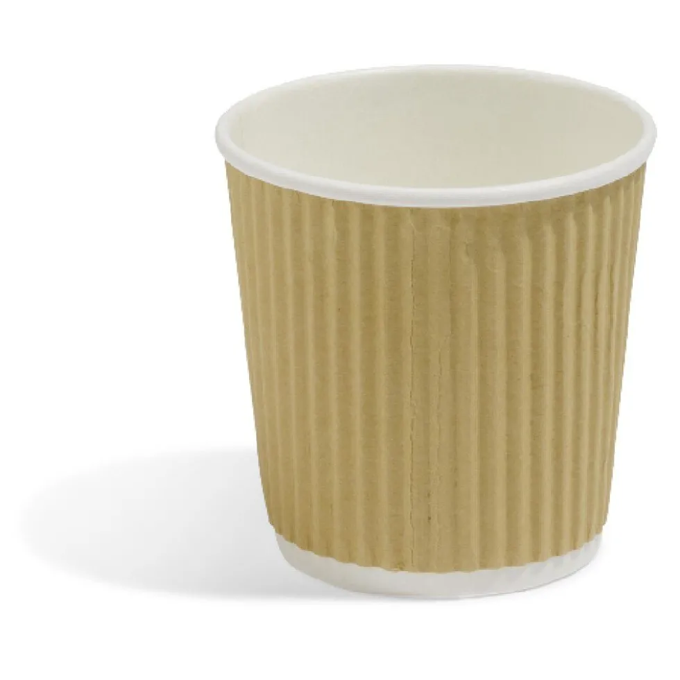 Gobelet cartonné extérieur cannelé beige et blanc 10 cl x25