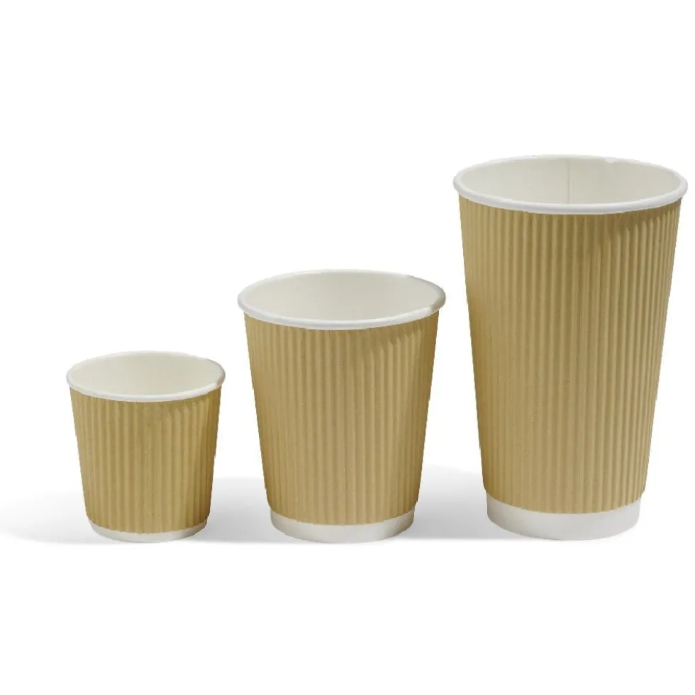 Gobelet cartonné extérieur cannelé beige et blanc 20 cl x10