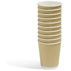 Gobelet cartonné extérieur cannelé beige et blanc 20 cl x10