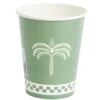 Gobelet carton x8 motif palmier vert et blanc 20cl