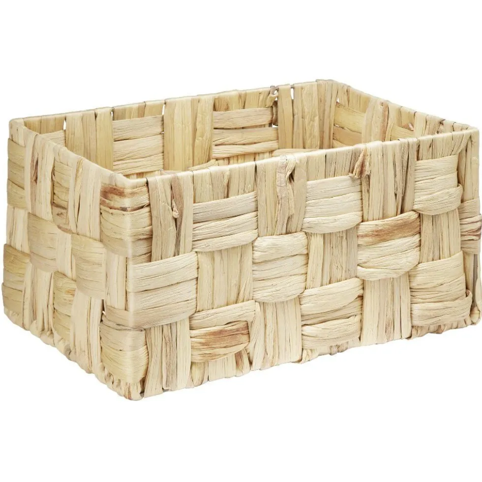 Grande panière rectangulaire tressée en jonc
