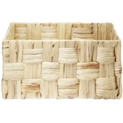 Grande panière rectangulaire tressée en jonc