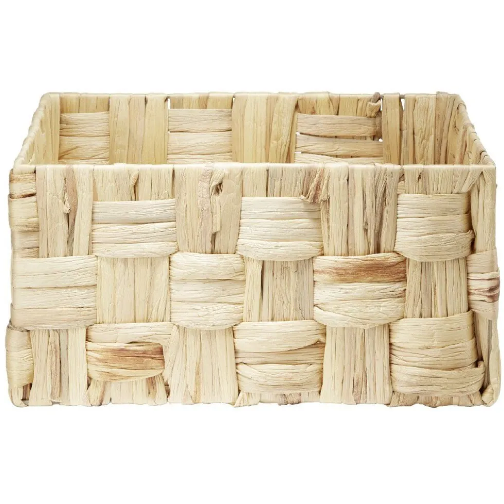 Grande panière rectangulaire tressée en jonc
