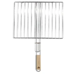 Grille double barbecue 60x40cm métal et bois