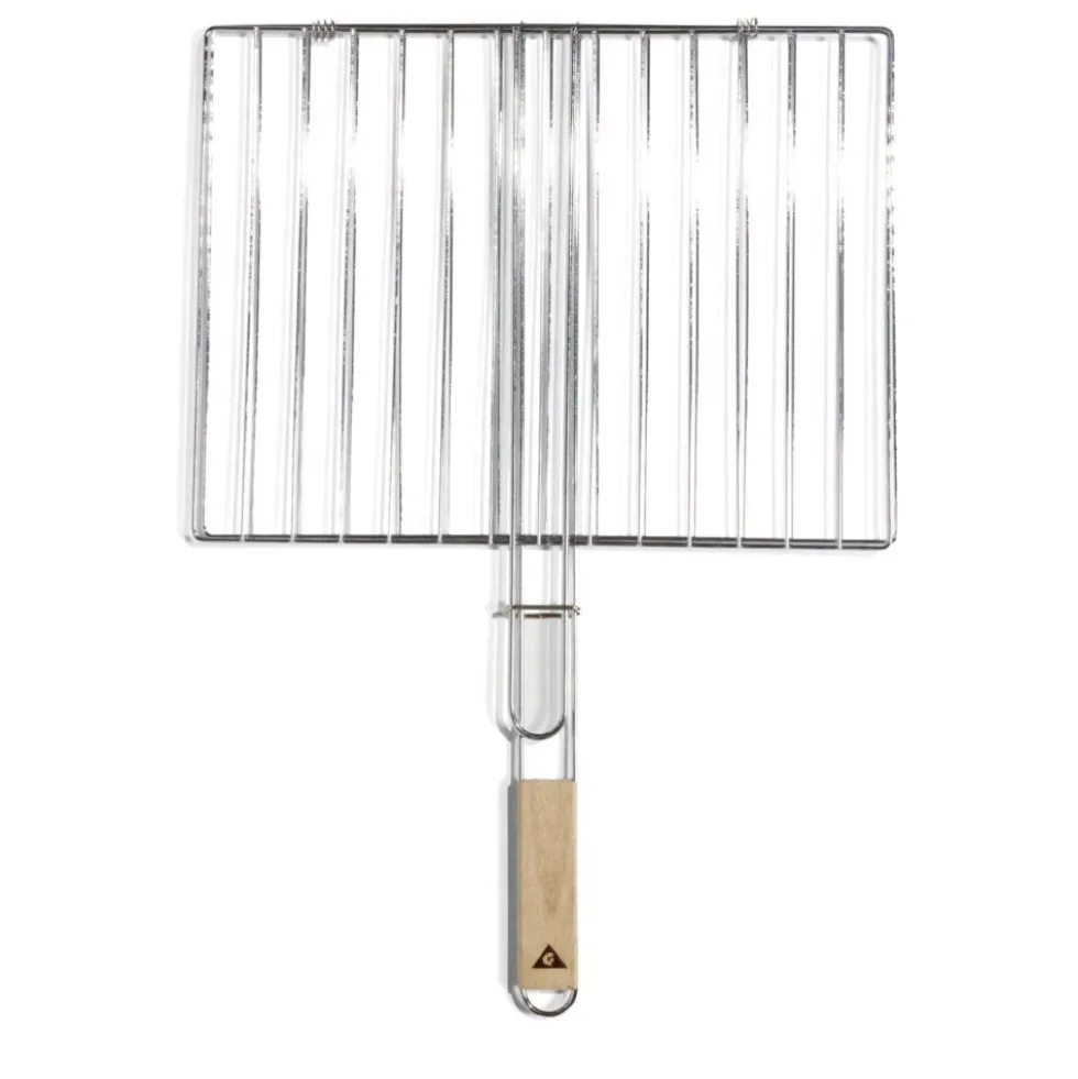 Grille double barbecue 60x40cm métal et bois