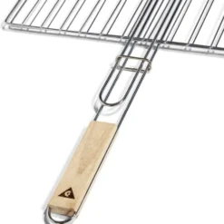 Grille double barbecue 60x40cm métal et bois
