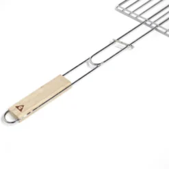 Grille double barbecue 73x53cm métal et bois
